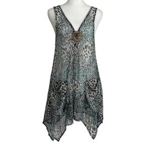 Paradise Asymmetrical Mesh Cover Up Tunic Tank Top (S/M)‎
